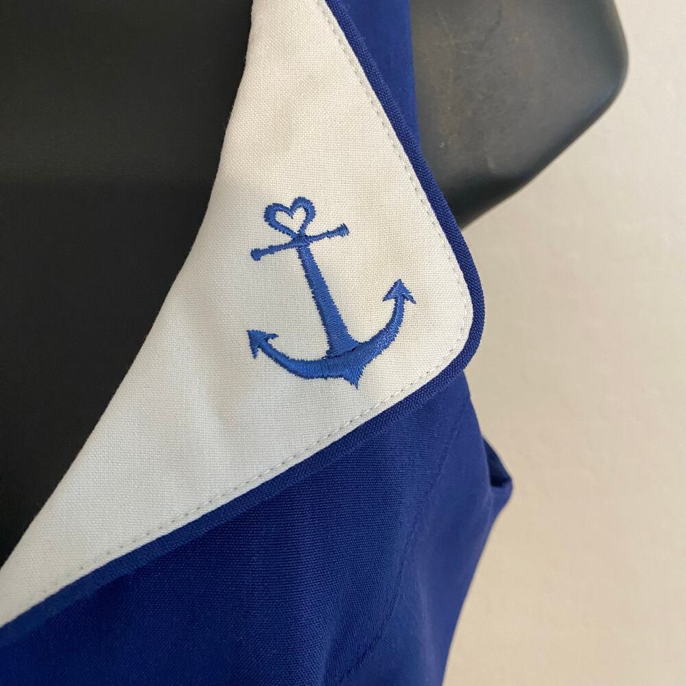Rock Steady Sailor Dress Womens Sz Medium Nautical Retro Pinup Blue Anchors - Picture 2 of 5